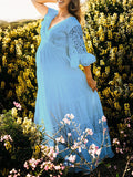Joliloves Abito Premaman Per Colore Unico Pizzo Balze Trasparente Vestito baby shower Vestiti premaman eleganti