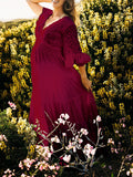 Joliloves Abito Premaman Per Colore Unico Pizzo Balze Trasparente Vestito baby shower Vestiti premaman eleganti