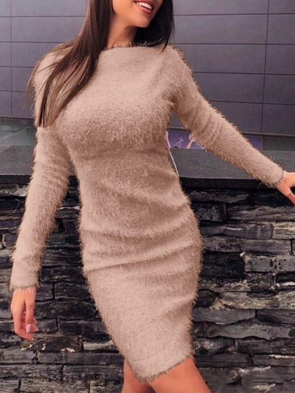 Joliloves Abito Premaman Per Colore Unico Manica Lunga Abiti eleganti curvy Vestiti premaman eleganti