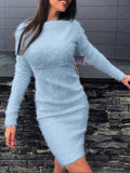 Joliloves Abito Premaman Per Colore Unico Manica Lunga Abiti eleganti curvy Vestiti premaman eleganti