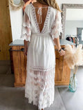 Joliloves Abiti premaman Abiti lunghi in gravidanza con coulisse in pizzo con scollo a V