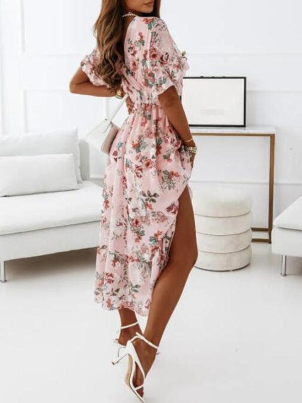 Joliloves Abito Premaman Per Stampa Floreale Coulisse Balze Premaman Boemia Maxi Abiti Vestito