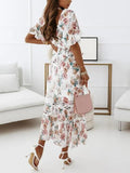 Joliloves Abito Premaman Per Stampa Floreale Coulisse Balze Premaman Boemia Maxi Abiti Vestito