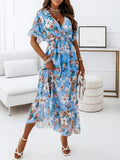 Joliloves Abito Premaman Per Stampa Floreale Coulisse Balze Premaman Boemia Maxi Abiti Vestito