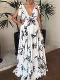 Joliloves Abito Premaman Per Stampa Floreale Senza Schienale Profondo Scollo A V Vestiti premaman eleganti