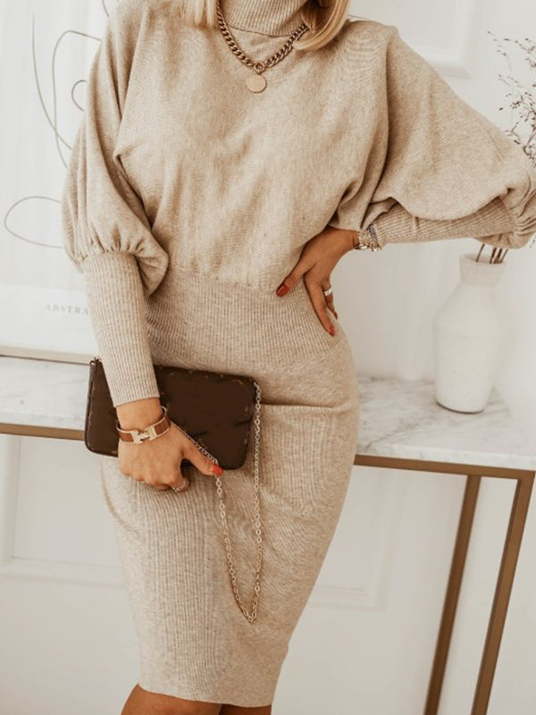 Joliloves Umstandskleid für beige Fledermausärmel, lange Ärmel, elegante kurvige Kleider, elegante Umstandskleider