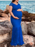 Joliloves Colore Unico Pizzo Spalle Scoperte Coda Di Pesce Scollo A Barchetta Vacanze Abiti da servizio fotografico a sirena