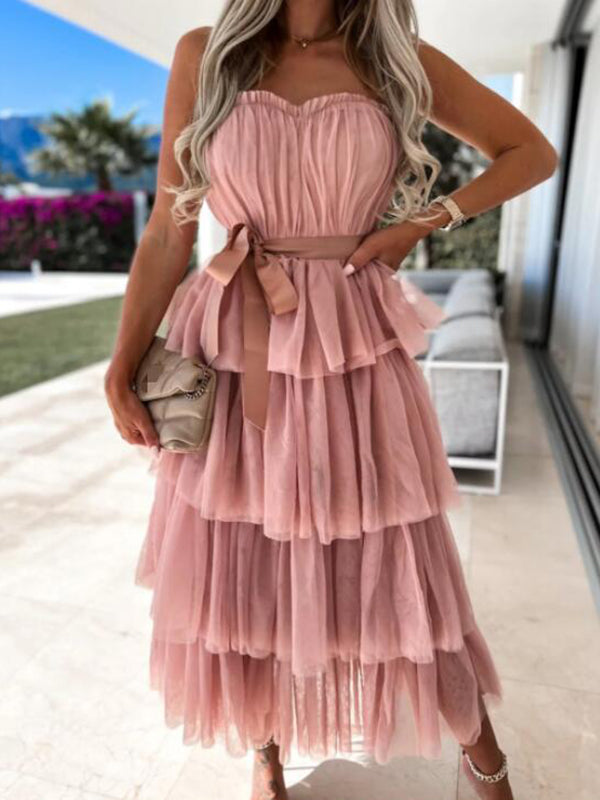 Joliloves Balze Scollo A Barchetta Spalle Scoperte Abiti Premaman in Tulle Vestito