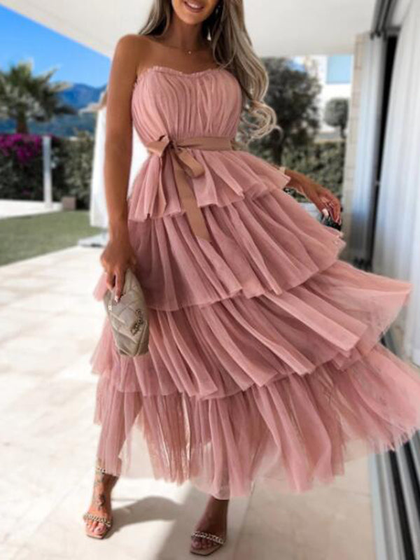 Joliloves Balze Scollo A Barchetta Spalle Scoperte Abiti Premaman in Tulle Vestito