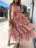 Joliloves Balze Scollo A Barchetta Spalle Scoperte Abiti Premaman in Tulle Vestito