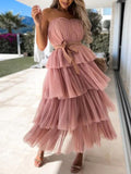 Joliloves Balze Scollo A Barchetta Spalle Scoperte Abiti Premaman in Tulle Vestito
