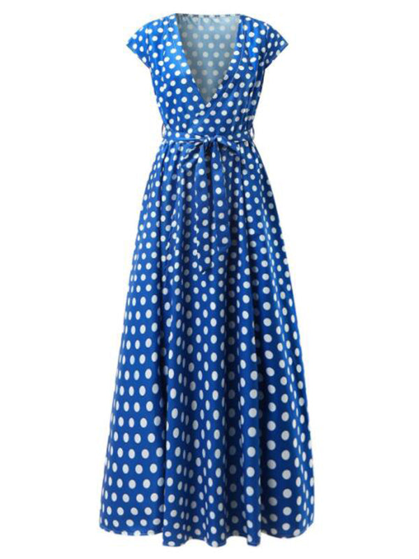 Joliloves Abito Premaman Per Motivo A Pois Spacco Laterale Irregolare Elegante Maxi Abiti Vestito