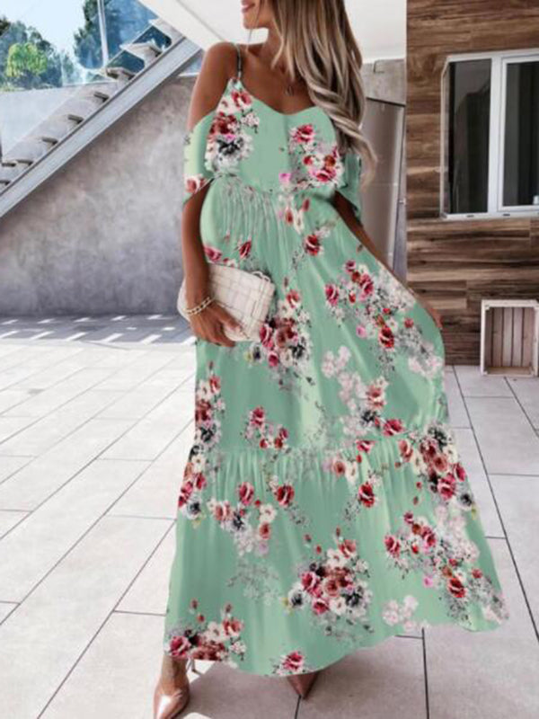 Joliloves Abito Premaman Per Stampa Floreale Balze Premaman Boemia Maxi Abiti Vestito