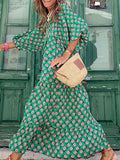 Joliloves Abito Premaman Per donna Vestito svasato Vestito maxi Verde Manica lunga Floreale Stampa Primavera Estate A V Informale Boho Largo