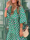 Joliloves Abito Premaman Per donna Vestito svasato Vestito maxi Verde Manica lunga Floreale Stampa Primavera Estate A V Informale Boho Largo