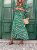 Joliloves Abito Premaman Per donna Vestito svasato Vestito maxi Verde Manica lunga Floreale Stampa Primavera Estate A V Informale Boho Largo