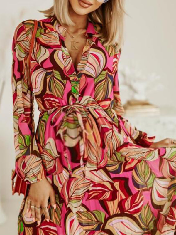 Joliloves Umstandskleid mit Blumendruck, plissiert, Laternenärmel, böhmisches Umstands-Maxikleid