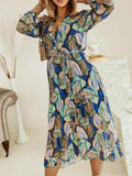 Joliloves Umstandskleid mit Blumendruck, plissiert, Laternenärmel, böhmisches Umstands-Maxikleid
