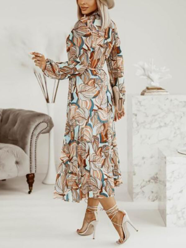 Joliloves Umstandskleid mit Blumendruck, plissiert, Laternenärmel, böhmisches Umstands-Maxikleid