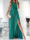 Joliloves Abito Premaman Per donna Abito linea A Vestito maxi Senza maniche Tinta unica Freddezza Estate Monospalla freddezza Moda Abiti da ballo Feste