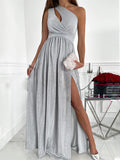 Joliloves Abito Premaman Per donna Abito linea A Vestito maxi Senza maniche Tinta unica Freddezza Estate Monospalla freddezza Moda Abiti da ballo Feste