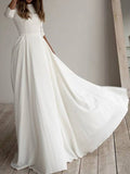 Joliloves Girocollo Maniche A 3/4 A Vita Alta Semi Formale Elegante Abiti Premaman da Sposa Bianchi Maxi abiti