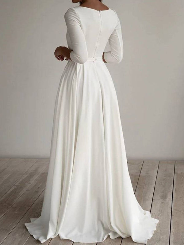 Joliloves Girocollo Maniche A 3/4 A Vita Alta Semi Formale Elegante Abiti Premaman da Sposa Bianchi Maxi abiti