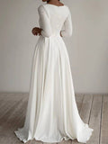 Joliloves Girocollo Maniche A 3/4 A Vita Alta Semi Formale Elegante Abiti Premaman da Sposa Bianchi Maxi abiti
