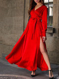Joliloves Abito Premaman Per Rosso Cintura Spacco Abiti donna eleganti Abiti Premaman da Cocktail