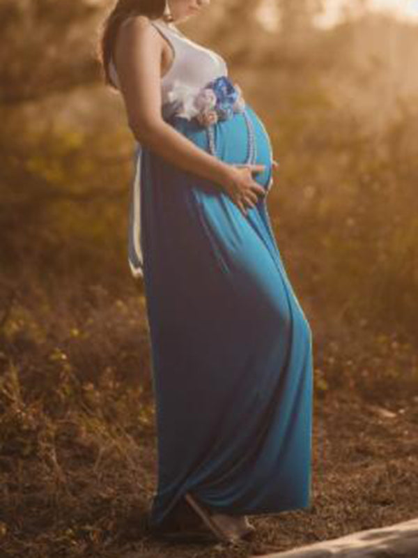 Joliloves Patchwork Girocollo Senza Maniche Semplice E Casual Abiti per servizi fotografici Maxi abiti