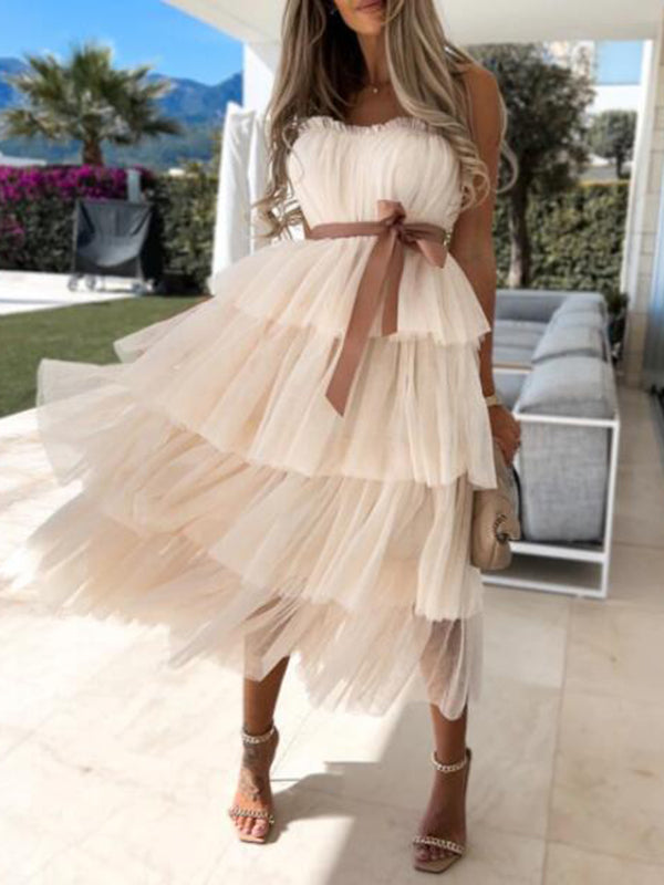 Joliloves Balze Scollo A Barchetta Spalle Scoperte Abiti Premaman in Tulle Vestito