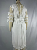 Joliloves Bianco Pizzo Spacco Laterale Senza Schienale Coulisse Con Cintura Elegante Maxi Abiti premaman per servizi fotografici