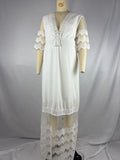 Joliloves Bianco Pizzo Spacco Laterale Senza Schienale Coulisse Con Cintura Elegante Maxi Abiti premaman per servizi fotografici