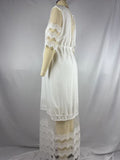 Joliloves Bianco Pizzo Spacco Laterale Senza Schienale Coulisse Con Cintura Elegante Maxi Abiti premaman per servizi fotografici