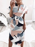 Joliloves Elegantes Umstandskleid mit Gürtel und Farbblockdesign für Damen